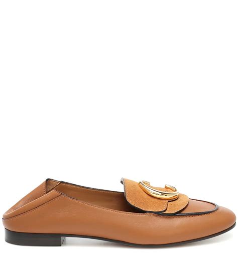 chloe c leather loafer|chloe flats with ankle strap.